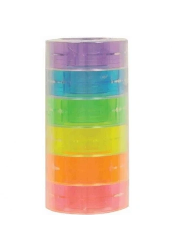 Pin Kristal Şeffaf Bant Renkli Makaralı 19 mm. x 33 mt. 6lı Paket