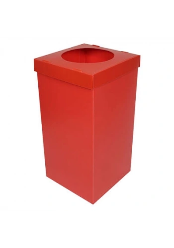 Plastik Atık Kağıt Kutusu - Kırmızı