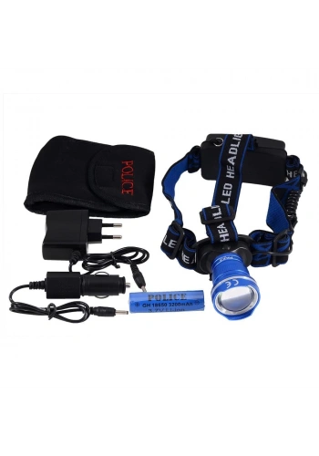Police PS-1824 Cree T6 Led Zoom Şarj Edilebilir Kafa Feneri 1x18650