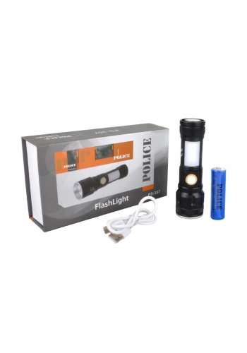 Police PS-357 Cob Led Zoom Şarjlı Şarjlı El Feneri