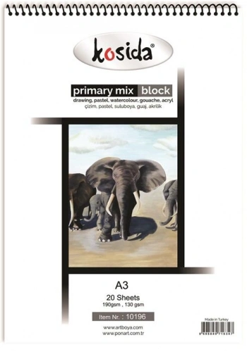 Ponart Kosida Primary Painting Mix Blok Spralli A3 Karma Resim Defteri 20 Sayfa