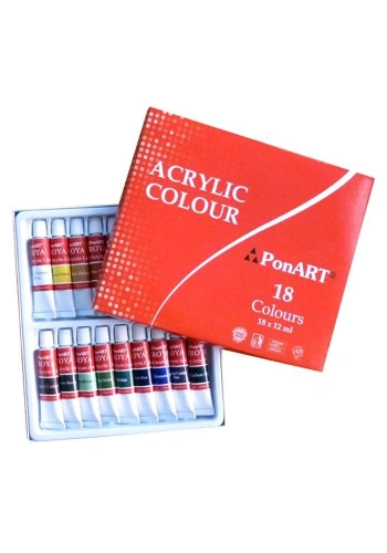 Ponart - Kosida Troya Akrilik Boya Seti 18 Renk x 12 ml.