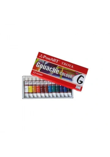 Ponart - Kosida Troya Guaj Boya Seti 12 Renk x 12 ml.
