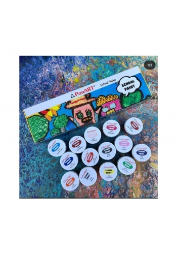 PonART School Paint Çok Amaçlı Okul Boyası Seti 14 Renk x 20 ml.