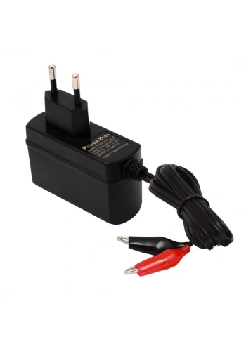 Power-Xtra 6W DC 12V 500mA Priz Tipi Akü Şarj Adaptör (Krokodilli)