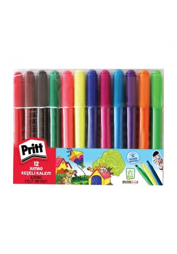 Pritt Jumbo Yuvarlak Uç Keçeli Kalem Seti 12 Renk