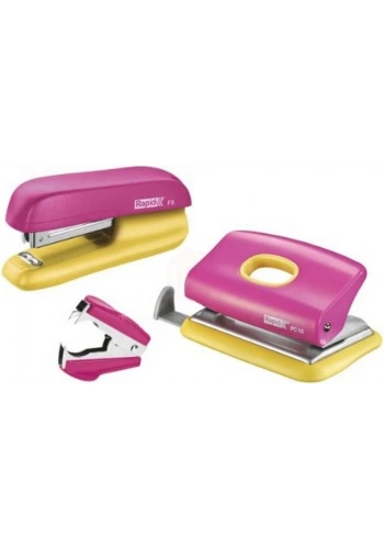Rapid Zımba ve Delgeç Set Mini F5 Pembe / Sarı - 5000371