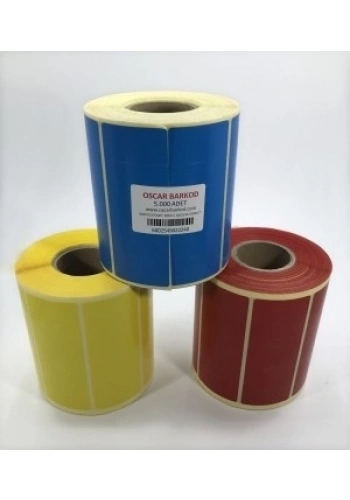 RENKLİ KUŞE ETİKET 40X20 5Lİ 5000 ADET