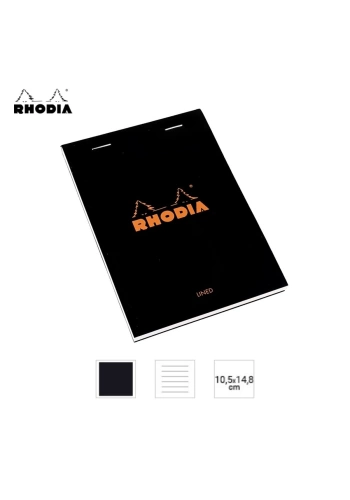 Rhodia Bloknot A6 Siyah 80gr Çizgili 80yp