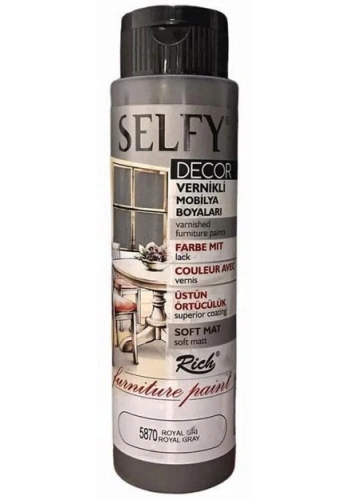 Rich Selfy Decor Vernikli Mobilya Boya 500cc 5870 Royal Gri