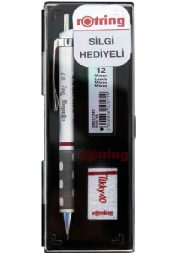 Rotring Tikky Versatil Kalem + Min + Silgi Okul Seti 0.5 mm BEYAZ
