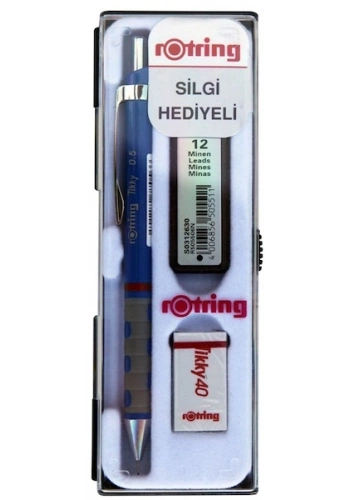 Rotring Tikky Versatil Kalem + Min + Silgi Okul Seti 0.5 mm MAVİ
