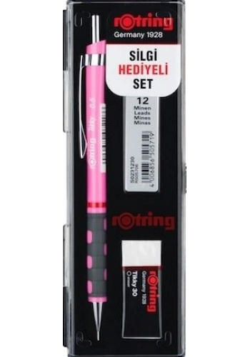 Rotring Tikky Versatil Kalem + Min + Silgi Okul Seti 0.5 mm NEON PEMBE