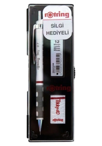 Rotring Tikky Versatil Kalem + Min + Silgi Okul Seti 0.7 mm BEYAZ