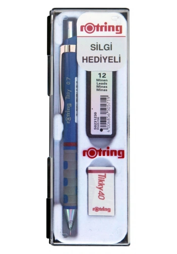 Rotring Tikky Versatil Kalem + Min + Silgi Okul Seti 0.7 mm MAVİ