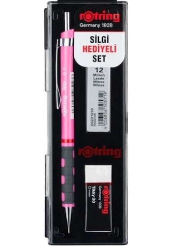 Rotring Tikky Versatil Kalem + Min + Silgi Okul Seti 0.7 mm NEON PEMBE