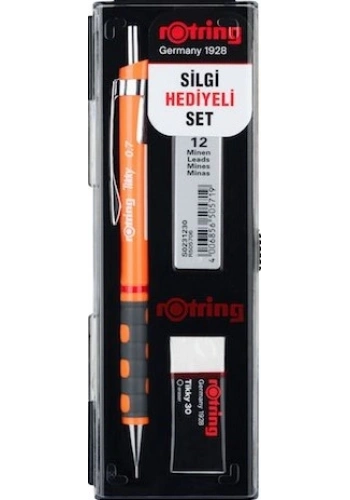 Rotring Tikky Versatil Kalem + Min + Silgi Okul Seti 0.7 mm NEON TURUNCU