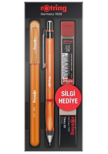 Rotring Visuclick Versatil Kalem + Jel Kalem + Min + Silgi Okul Seti 0.5 mm TURUNCU