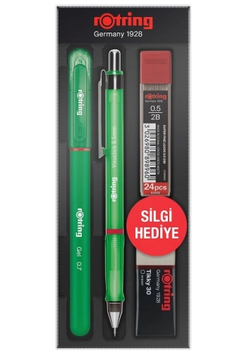 Rotring Visuclick Versatil Kalem + Jel Kalem + Min + Silgi Okul Seti 0.5 mm YEŞİL