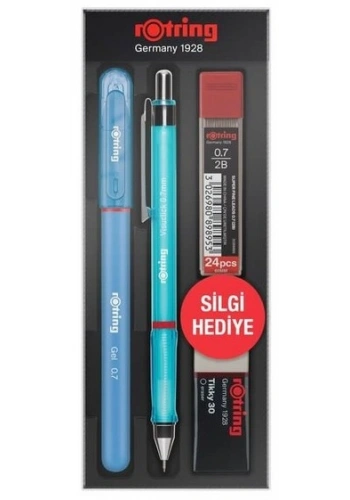 Rotring Visuclick Versatil Kalem + Jel Kalem + Min + Silgi Okul Seti 0.7 mm MAVİ