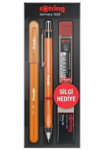 Rotring Visuclick Versatil Kalem + Jel Kalem + Min + Silgi Okul Seti 0.7 mm TURUNCU