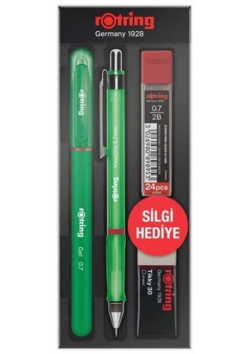 Rotring Visuclick Versatil Kalem + Jel Kalem + Min + Silgi Okul Seti 0.7 mm YEŞİL