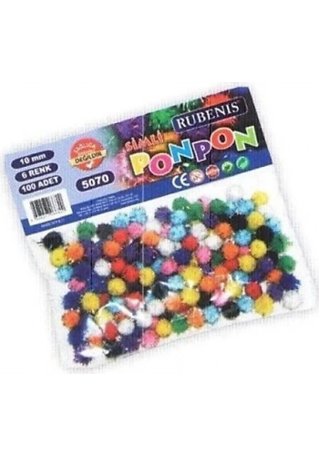 RUBENIS 6 RENK PONPON METALİK 10 mm 50 Lİ 5070