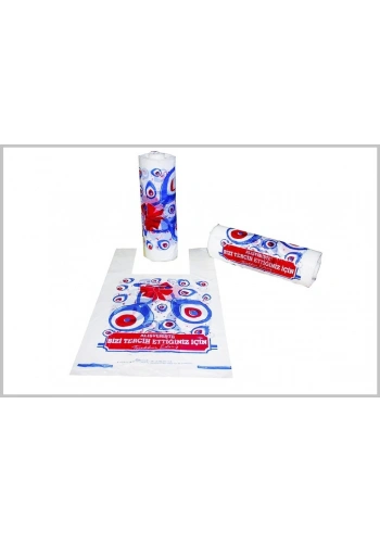 Rulo Hışır Poşet Nazar Boncuğu Baskılı Küçük Boy ( 166 Adet )