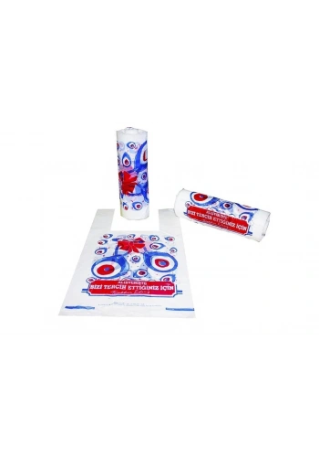 Rulo Hışır Poşet Nazar Boncuğu Baskılı Küçük Boy ( 166lı x 10 Rulo )