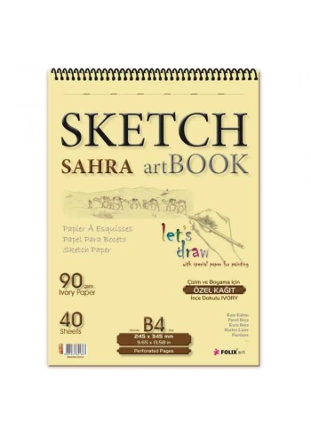 Sahra Spiralli 24,5x34,5 Blok.90 Gr.Ivory Kağıt