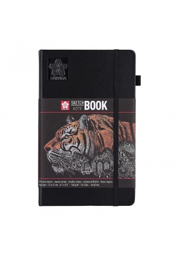 Sakura Eskiz Defteri Sert Kapak Siyah Kağıt 140gr 13x21cm Siyah