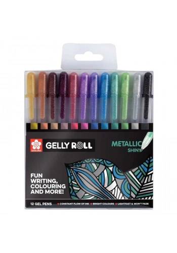Sakura Gelly Roll Jel Mürekkepli Metalik Kalem Seti Metallic Shiny Set 12 Renk