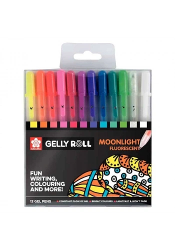 Sakura Gelly Roll Jel Mürekkepli Neon Kalem Seti Moonlight Fluorescent Set 12 Renk