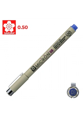 Sakura Pigma Micron Teknik Çizim Kalemi 08 0.5mm Mavi