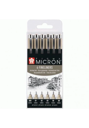 Sakura Pigma Micron Teknik ve İllüstrasyon Çizim Kalem Seti Siyah Edition 6lı