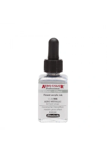 Schmincke Aero Color Akrilik Mürekkep 28 ml. 906 Aero Metallic Brilliant Silver