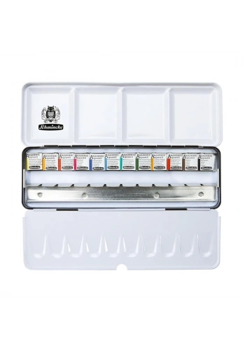 Schmincke Akademie Aquarell Taş Tablet Sulu Boya Seti Yarım Tablet 12 Renk Metal Kutu