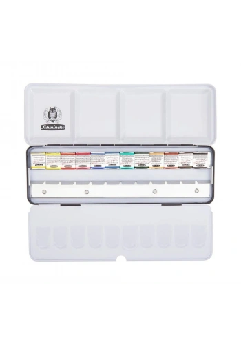 Schmincke Horadam Aquarell Taş Tablet Sulu Boya Seti Artist Seri Yarım Tablet 12 Renk Ekstra Boşluklu Metal Kutu