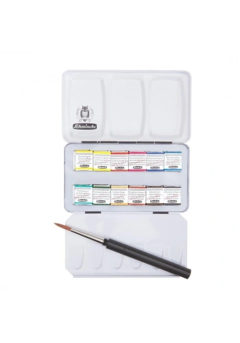 Schmincke Horadam Aquarell Taş Tablet Sulu Boya Seti Cep Tipi Artist Seri Yarım Tablet 12 Renk Metal Kutu