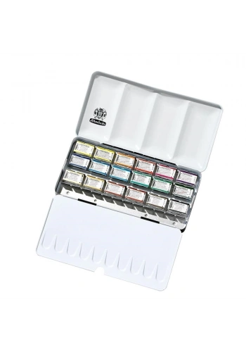 Schmincke Horadam Aquarell Taş Tablet Sulu Boya Seti Tam Tablet 18 Renk Metal Kutu