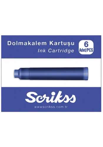 Scrikss Dolma Kalem Kartuşu 6lı Kutu MAVİ