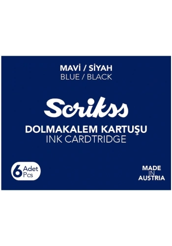 Scrikss Dolma Kalem Kartuşu 6lı Kutu MAVİ-SİYAH
