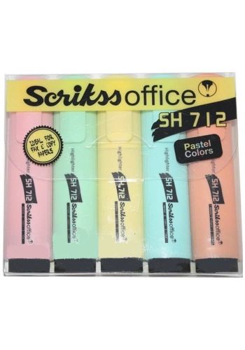 Scrikss Fosforlu İşaretleme Kalem Seti Pastel Tonlar 5 li