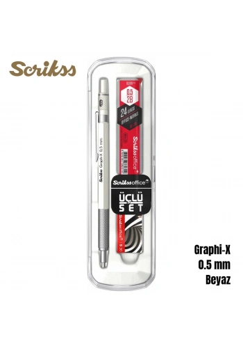 Scrikss Versatil Kalem Graph-X 0.5mm Beyaz 3lü Set