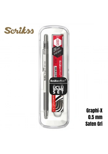 Scrikss Versatil Kalem Graph-X 0.5mm Saten Gri 3lü Set