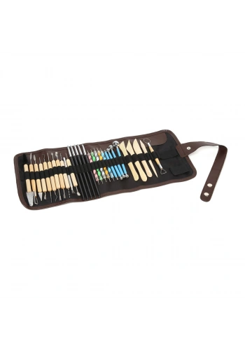 Seramik Heykel Polimer Kil Şekilendirme Modelaj Detay Seti 31 Parça Rulo Çanta