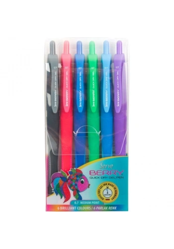 Serve Berry Hızlı Kuruyan Jel Kalem Seti 0.7 mm. 6 Renk Set A