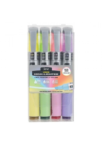 Serve Fosforlu Kalem 4 Renk Pastel SV-LKTFPB4KRPA