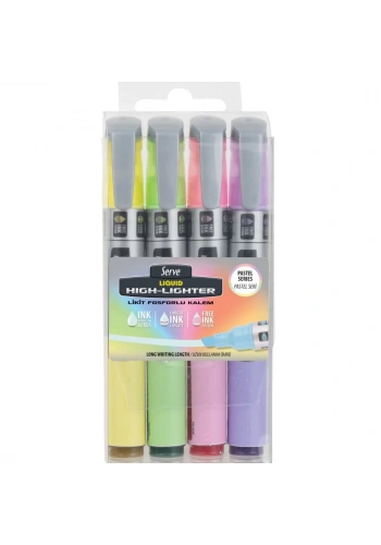 Serve Fosforlu Kalem Likit 4 Renk Pastel SV-LKTFPB4KRPB