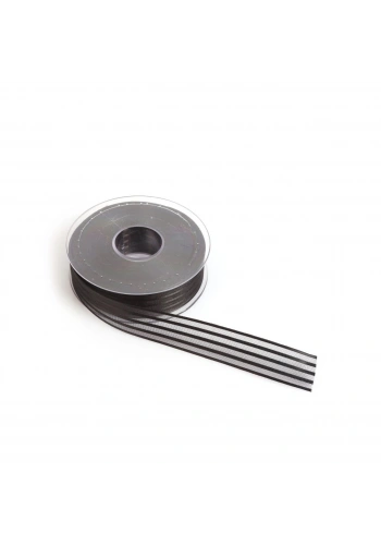 Siyah Saten Çizgili Şifon Kurdele